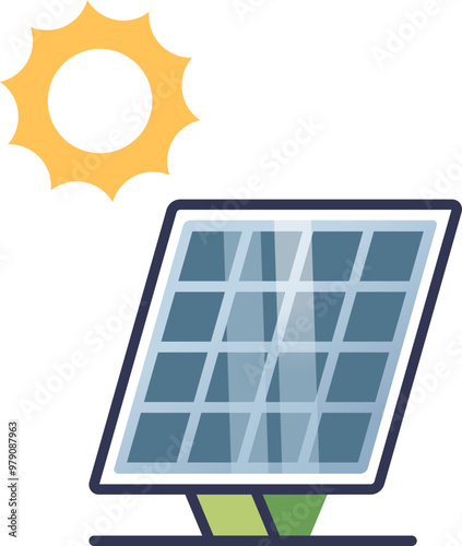 Illustration of a single solar panel, symbolizing renewable energy and sustainability.