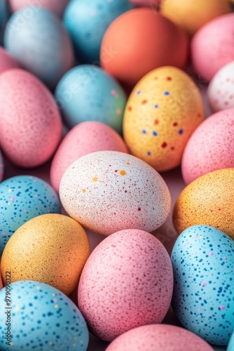 Colorful Easter Eggs Close Up