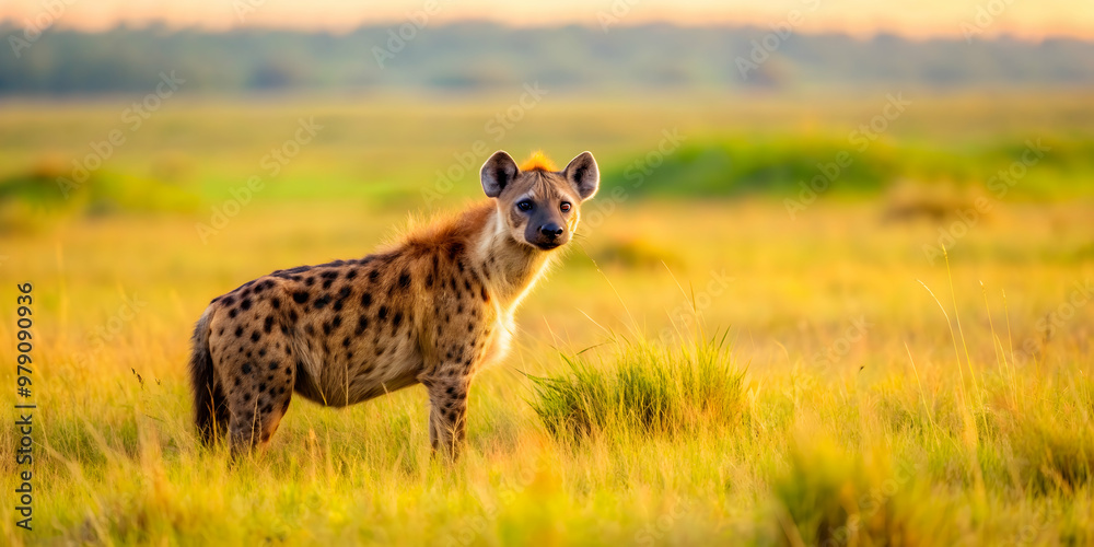 Hyena roaming the plains of Serengeti National Park , wildlife, scavenger, predator, African, savannah, nature, mammal Hyena roaming the plains of Serengeti National Park , wildlife, scavenger, predator, African, savannah, nature, mammal