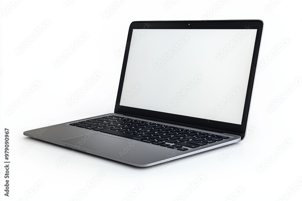 Laptop Mockup on Isolated white background created with Generative AI Laptop Mockup on Isolated white background created with Generative AI