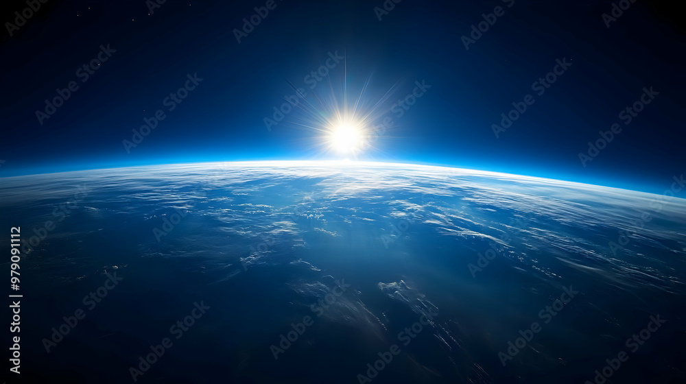 A Stunning View of Earth from Space, with the Sun Glowing Brightly Over the Horizon and a Blanket of Clouds Covering the Planet, Creating a Breathtaking and Inspiring Scene of Our Home Planet A Stunning View of Earth from Space, with the Sun Glowing Brightly Over the Horizon and a Blanket of Clouds Covering the Planet, Creating a Breathtaking and Inspiring Scene of Our Home Planet