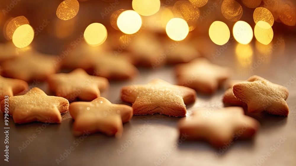 A festive arrangement of star-shaped cookies, perfect for celebrating holidays and events with a warm, inviting glow. A festive arrangement of star-shaped cookies, perfect for celebrating holidays and events with a warm, inviting glow.