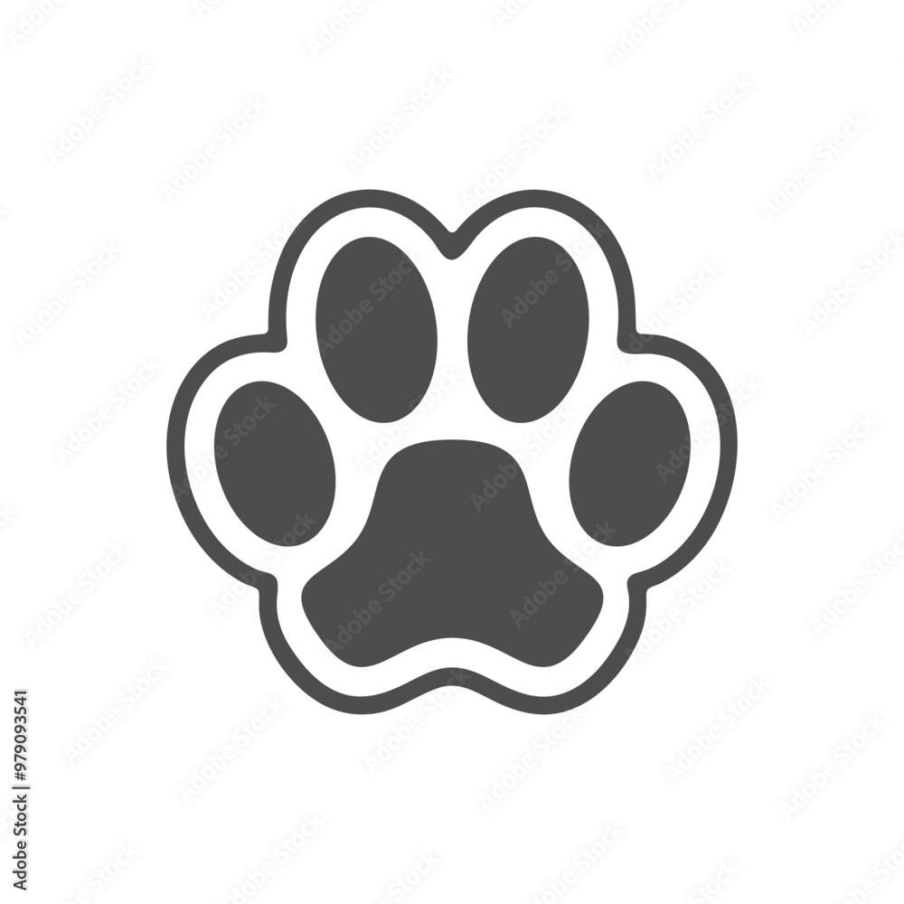Paw print pet graphic icon. Footprint paw dog or cat sign isolated on white background. Vector illustration Paw print pet graphic icon. Footprint paw dog or cat sign isolated on white background. Vector illustration