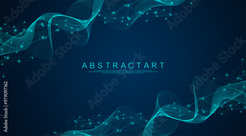 Global network connection concept. Big data visualization. Social network communication in the global computer networks. Internet technology. Business. Science. Vector illustration