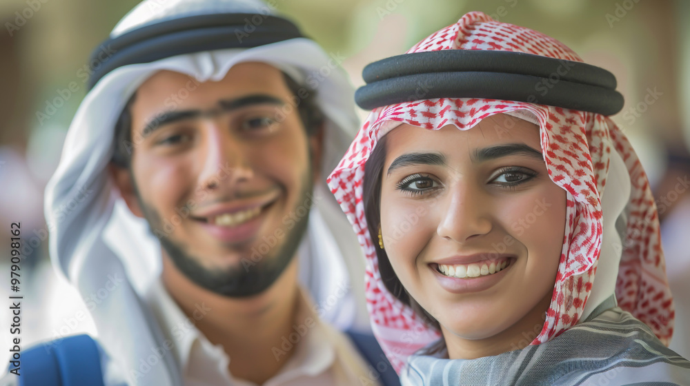 Middle Eastern students laughing Middle Eastern students laughing