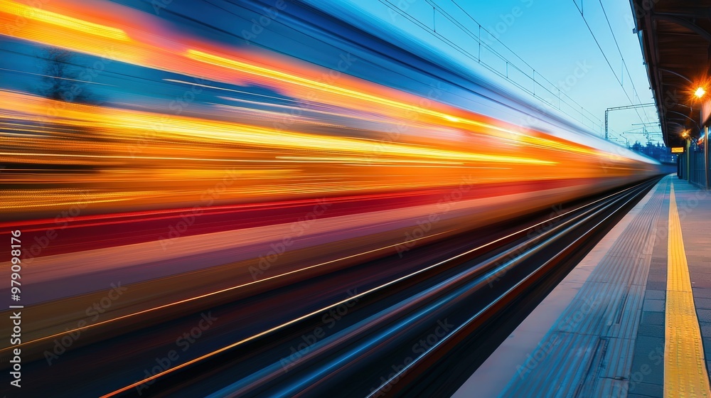 A fast train blurs by. A fast train blurs by.