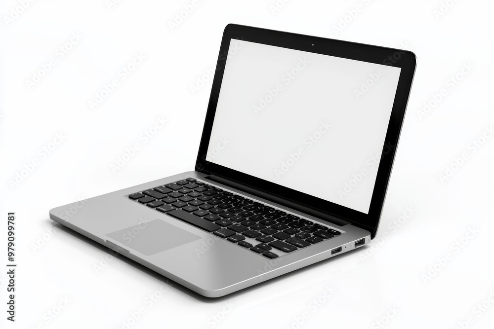 Laptop Mockup on Isolated white background created with Generative AI Laptop Mockup on Isolated white background created with Generative AI