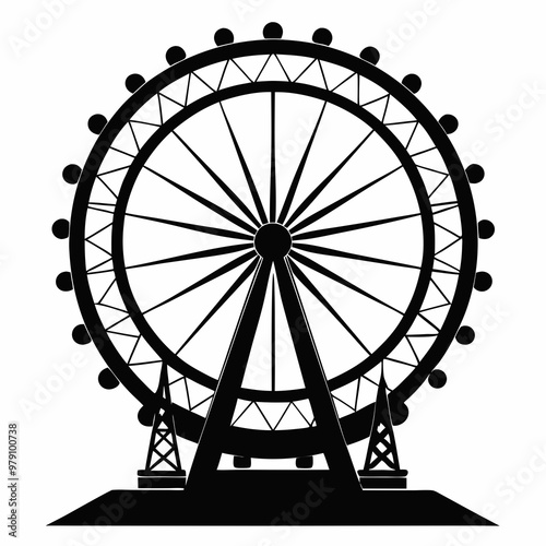 London eye vector ferris wheel icon illustration on white background