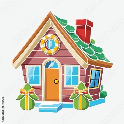 Christmas home high quality vector illustration with vibrant colors . Perfect for holiday cards, decor, prints, and seasonal designs. Ideal for creative projects and digital downloads