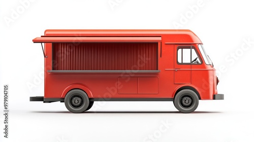 Red Food Truck on White Surface