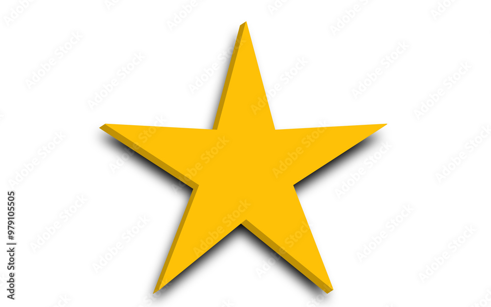 3d star with cresent on white background with shadow. Cute realistic cartoon 3d render of sparkling star Illustration for rating concept, nursery decor, game, app, sticker 3d star with cresent on white background with shadow. Cute realistic cartoon 3d render of sparkling star Illustration for rating concept, nursery decor, game, app, sticker