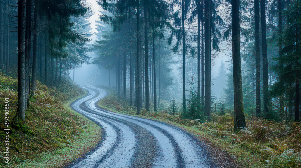 Fototapeta premium A tranquil rural landscape featuring lush green rolling hills under a clear blue sky.