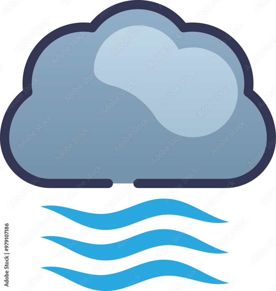 A cloud icon with blue waves underneath, symbolizing fog or mist. A cloud icon with blue waves underneath, symbolizing fog or mist.