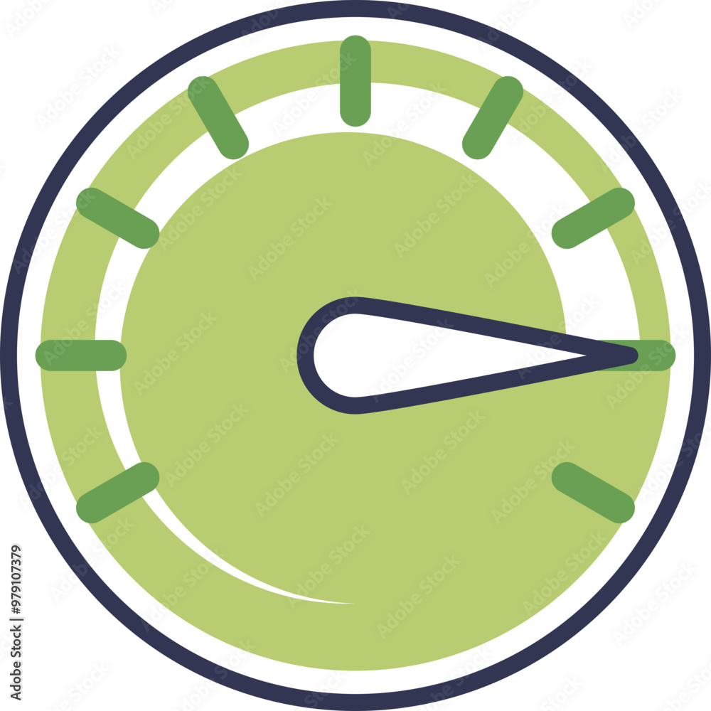 Green speed gauge icon indicating measurement and performance. Green speed gauge icon indicating measurement and performance.
