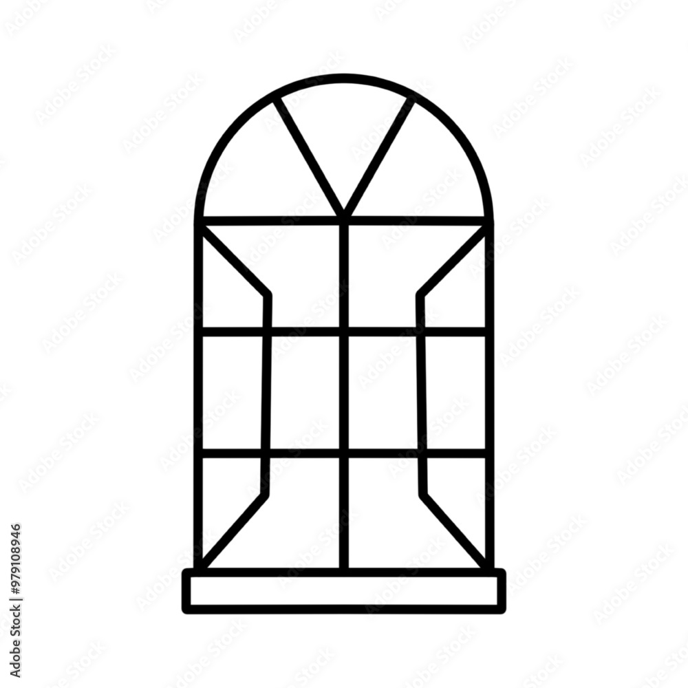black arched window isolated on white. Vector icon black arched window isolated on white. Vector icon