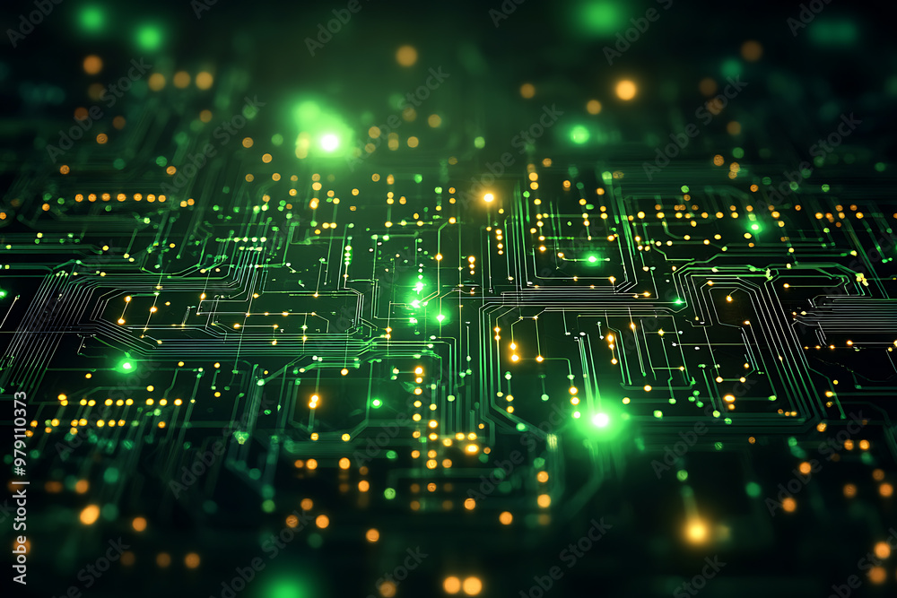 Abstract representation of a circuit board with glowing neon lines and geometric patterns against a dark background. The image evokes a high-tech, futuristic feel with ample copy space
Abstract representation of a circuit board with glowing neon lines and geometric patterns against a dark background. The image evokes a high-tech, futuristic feel with ample copy space