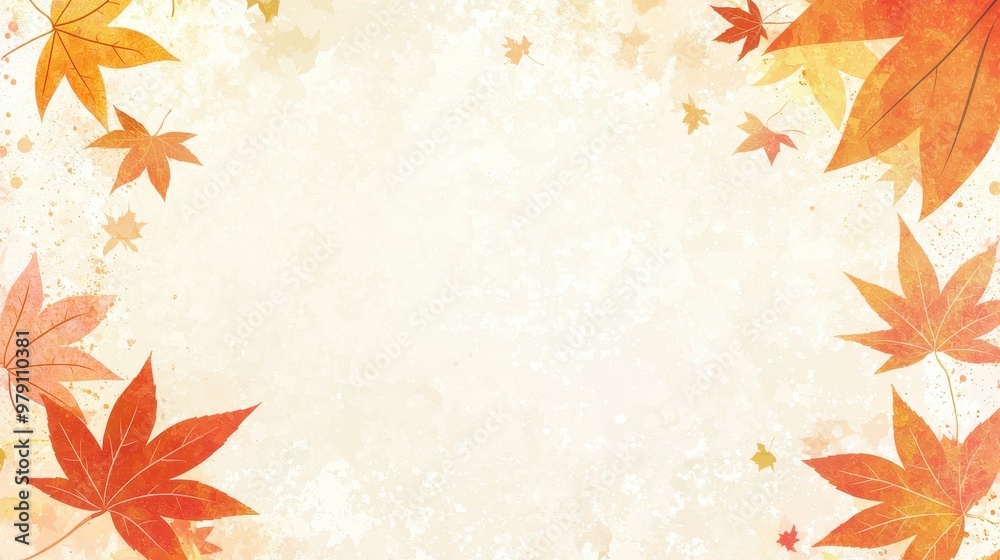 Autumn Leaves Watercolor Background with Copy Space Autumn Leaves Watercolor Background with Copy Space