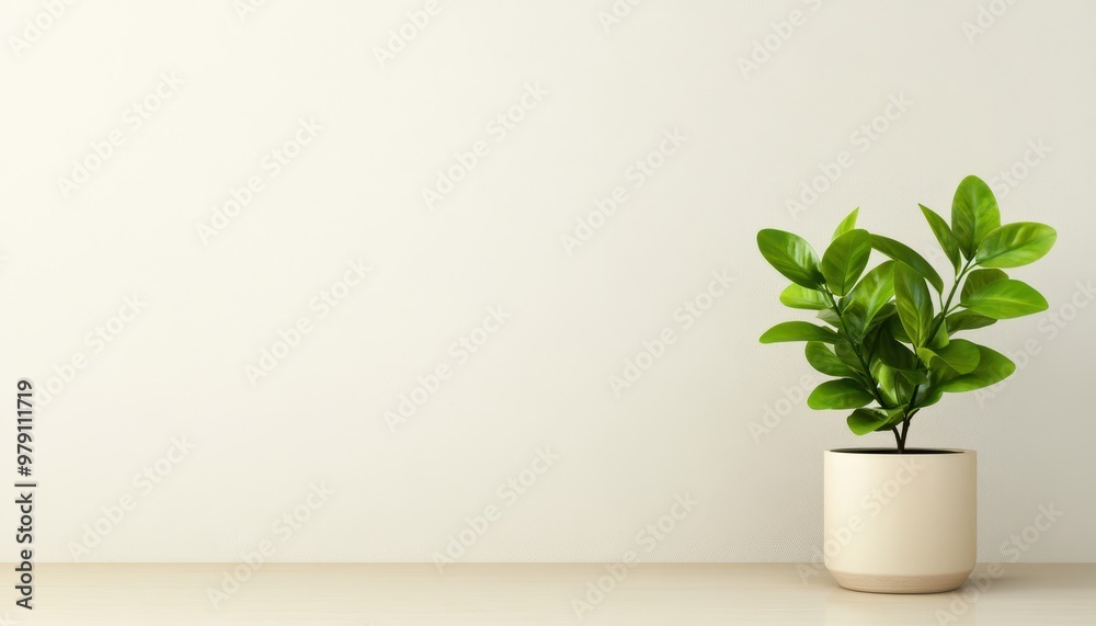 A vibrant green plant in a minimalistic pot against a neutral wall, perfect for home decor and interior design inspiration. A vibrant green plant in a minimalistic pot against a neutral wall, perfect for home decor and interior design inspiration.