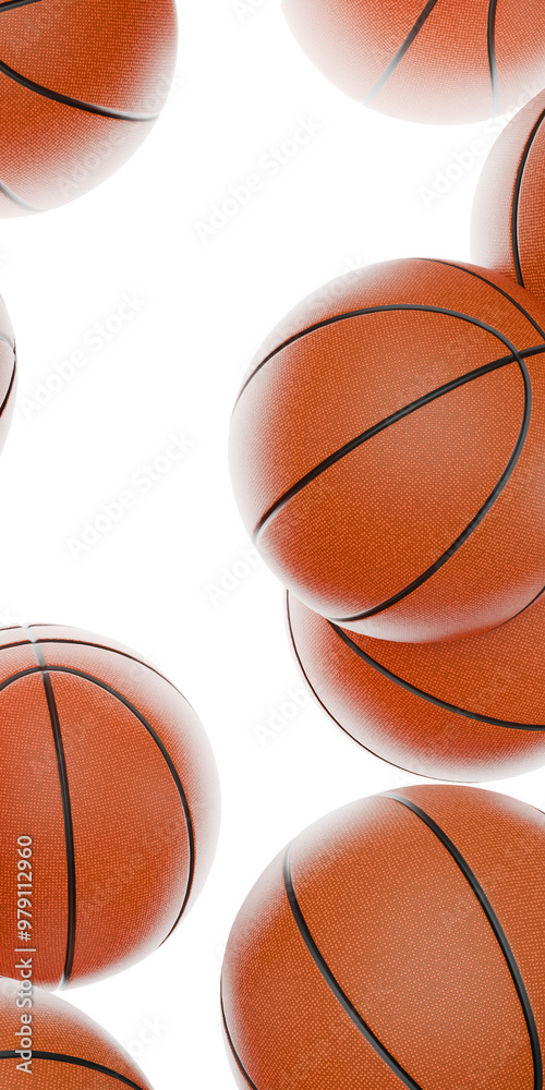 orange basketballs falling, transparent background orange basketballs falling, transparent background