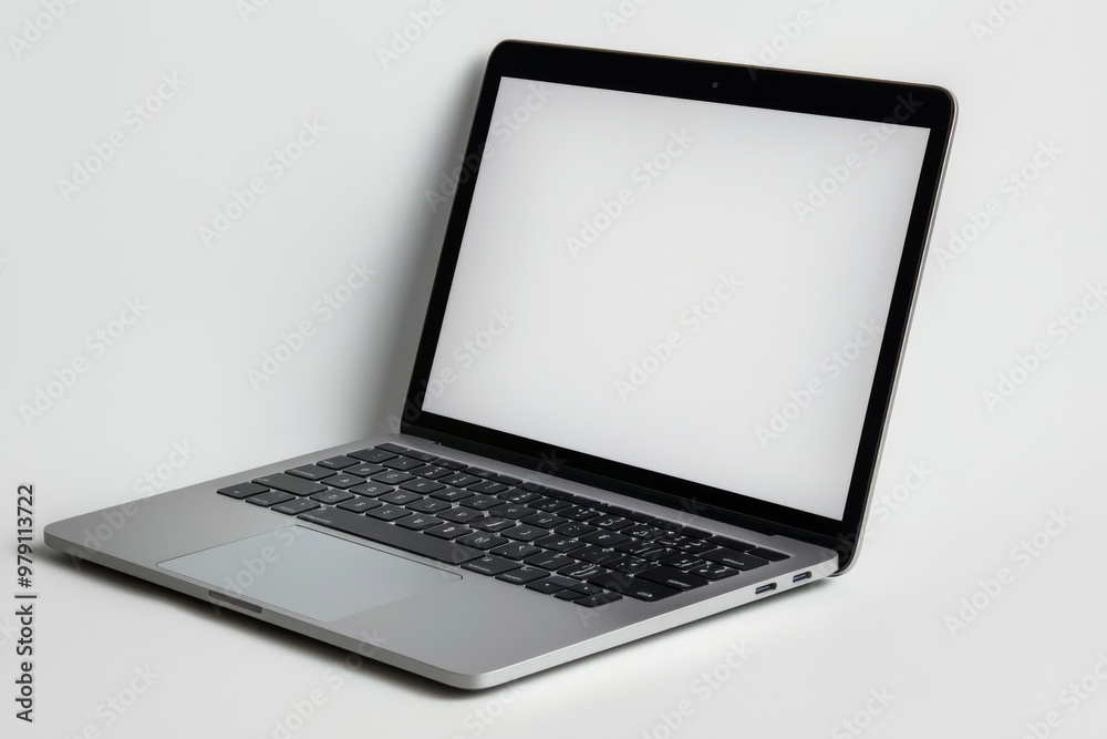 Laptop Mockup on Isolated white background created with Generative AI Laptop Mockup on Isolated white background created with Generative AI