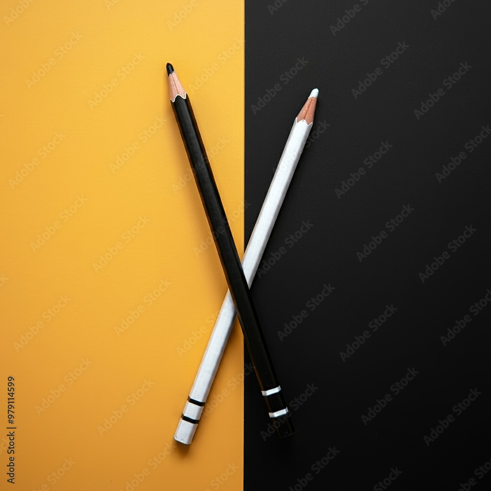 A Clash of Colors: The Close-Up of Opposite Colors, The Cinematic Concept of Contrast, Colored pencils, close-up, oblique view, flat layout A Clash of Colors: The Close-Up of Opposite Colors, The Cinematic Concept of Contrast, Colored pencils, close-up, oblique view, flat layout