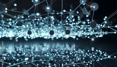 Interconnectedness and Isolation: An Abstract Network of Glowing Lines and Unconnected Pegs Symbolizing Modern Technology and Communication Dynamics photo