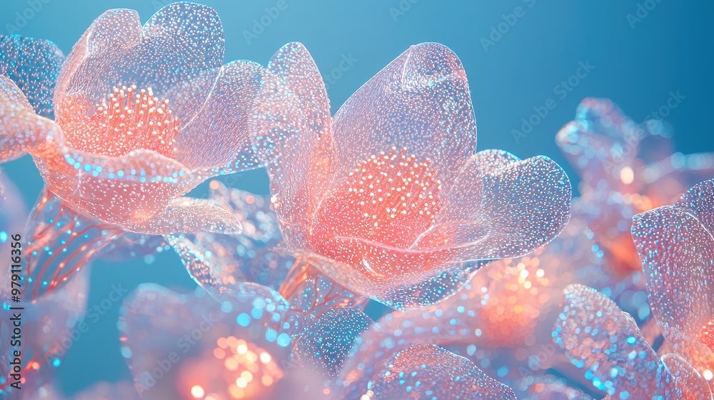 Naklejka premium Abstract Flower with Water Droplets and Bokeh Background