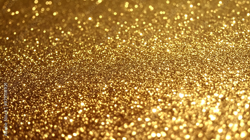 Golden Glitter Texture With Bokeh Lights Abstract Background