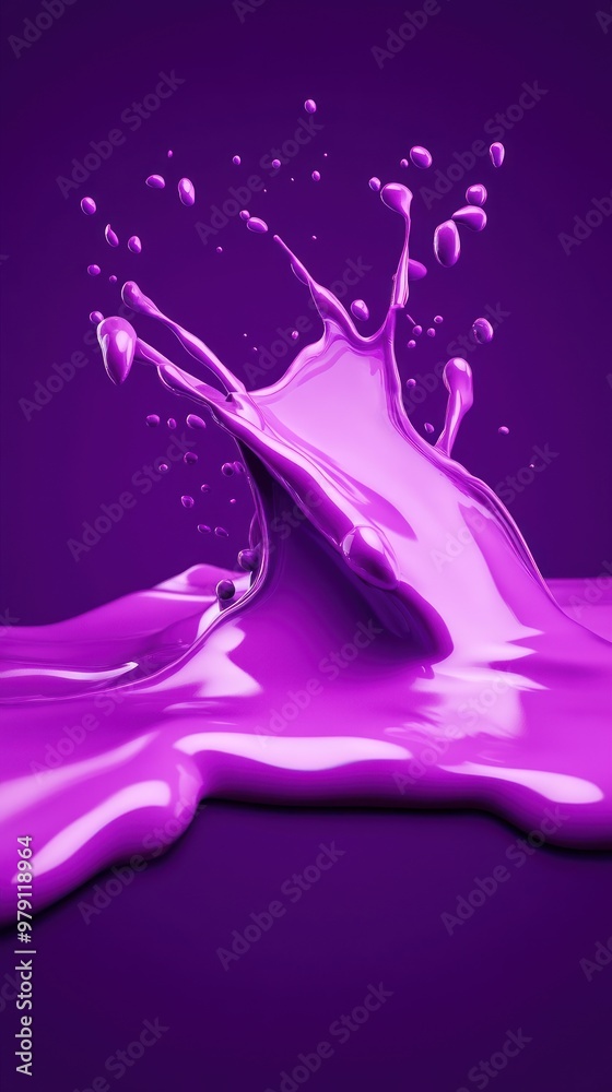 Fototapeta premium A vibrant splash of purple paint on a smooth surface, showcasing fluid motion and color.