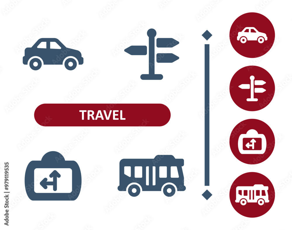 Travel icons. Tourism, car, road trip, road sign, GPS, bus icon Travel icons. Tourism, car, road trip, road sign, GPS, bus icon