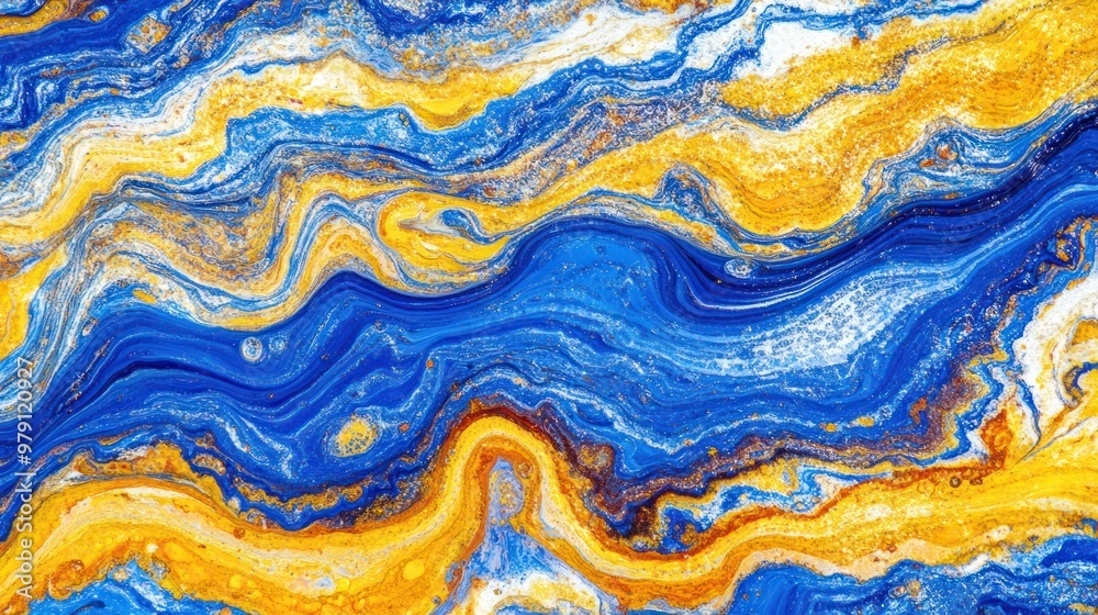 Abstract swirling patterns in blue and gold, resembling a fluid artistic design. Abstract swirling patterns in blue and gold, resembling a fluid artistic design.
