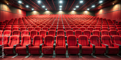 Rows of red seats in a cinema , theater, movie, entertainment, interior, auditorium, seating, comfortable, rows, cinema, film