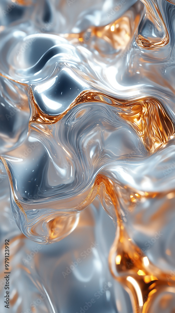 Abstract liquid metallic texture with swirling silver and gold elements creating fluid and dynamic surface reflecting light in a smooth glossy pattern Abstract liquid metallic texture with swirling silver and gold elements creating fluid and dynamic surface reflecting light in a smooth glossy pattern