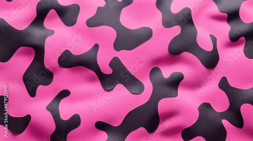 A vibrant pink and black camouflage pattern with a wavy texture.