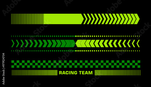 Set of simple car stripes. Car race stripes. Racing sticker design. Graphic sport decal vinyl element. Automobile decoration. Racing design vector 
