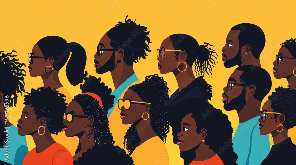 Diverse Group of Black People with Glasses and Earrings Diverse Group of Black People with Glasses and Earrings