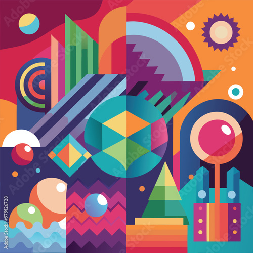 Abstract, vibrant, geometric, colorful, modern design