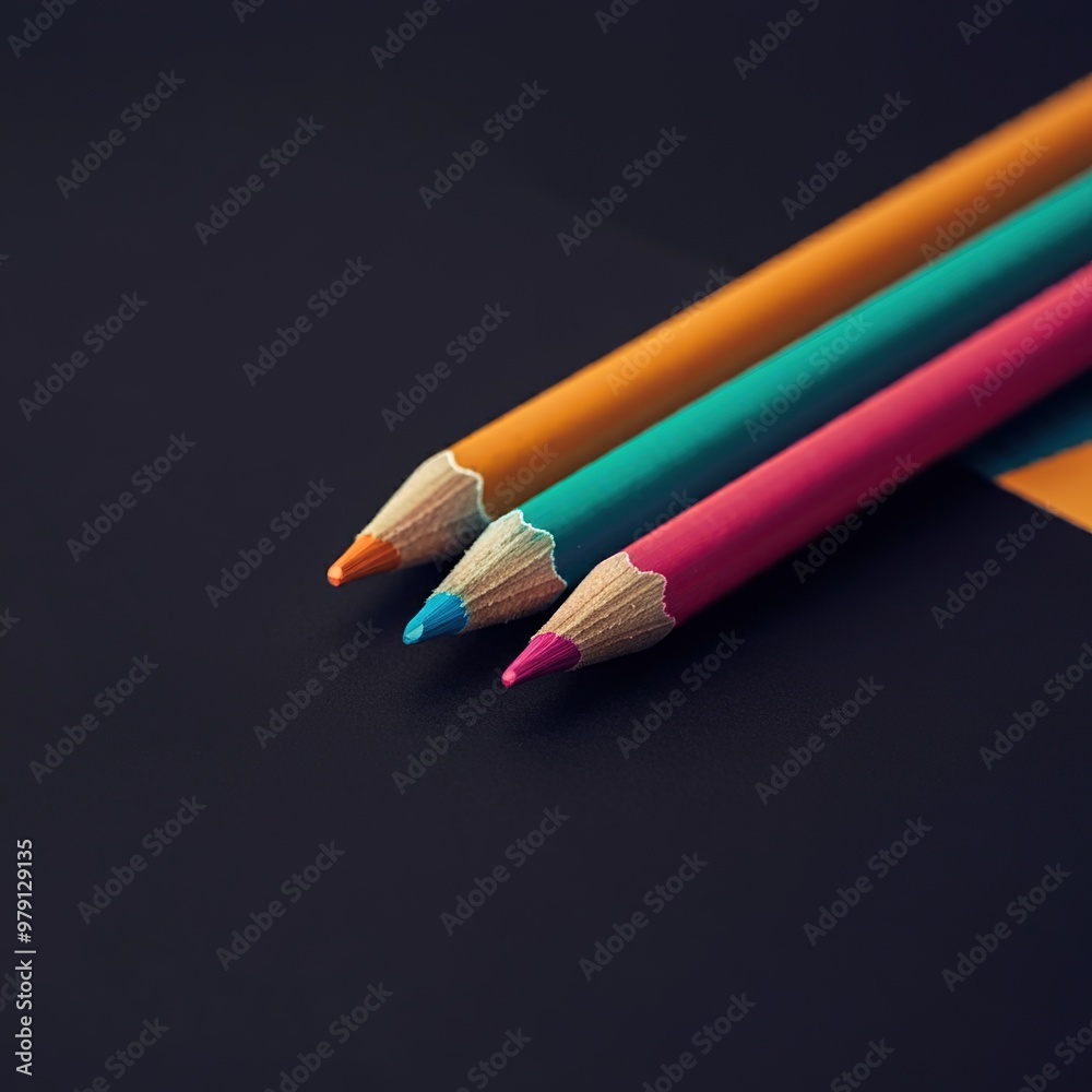 Obraz premium A Clash of Colors: The Close-Up of Opposite Colors, The Cinematic Concept of Contrast, Colored pencils, close-up, oblique view, flat layout