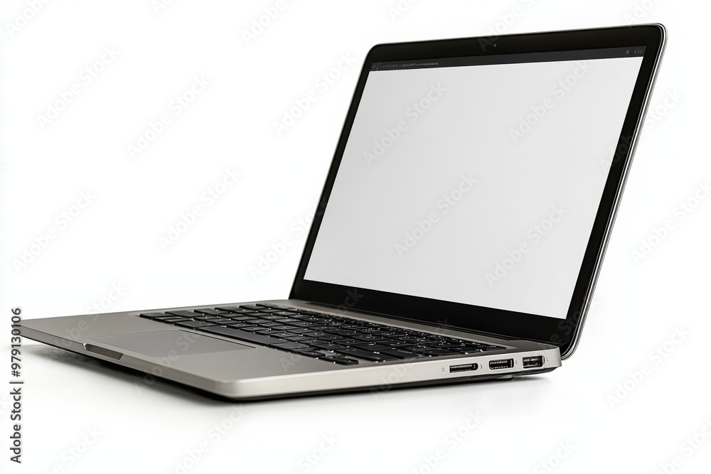 Laptop Mockup on Isolated white background created with Generative AI Laptop Mockup on Isolated white background created with Generative AI