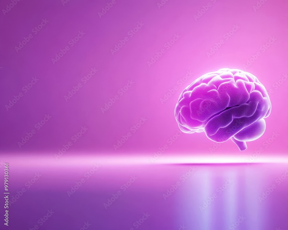 Vibrant purple brain illustration with a glowing effect, perfect for showcasing intelligence, creativity, or neuroscience themes. Vibrant purple brain illustration with a glowing effect, perfect for showcasing intelligence, creativity, or neuroscience themes.