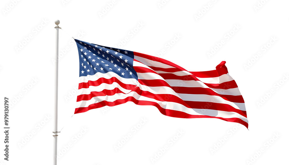 Waving American flag symbolizing in transparent background Waving American flag symbolizing in transparent background