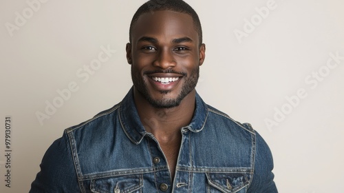 Smiling African American Man in Denim Jacket Portrait