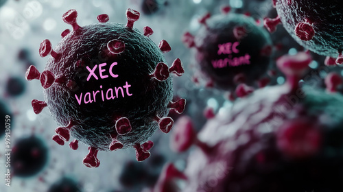 New Covid mutation XEC and 3D model of virus photo