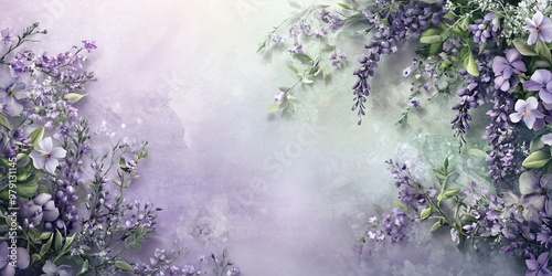 Lavender flowers on a pastel purple background with space for text.