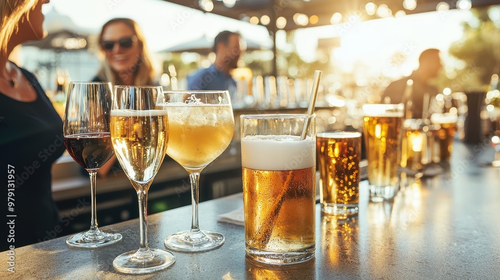 Obraz premium Refreshing Drinks on a Sunny Terrace