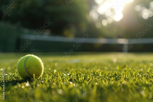 tennis racket with a sword on the grass photo