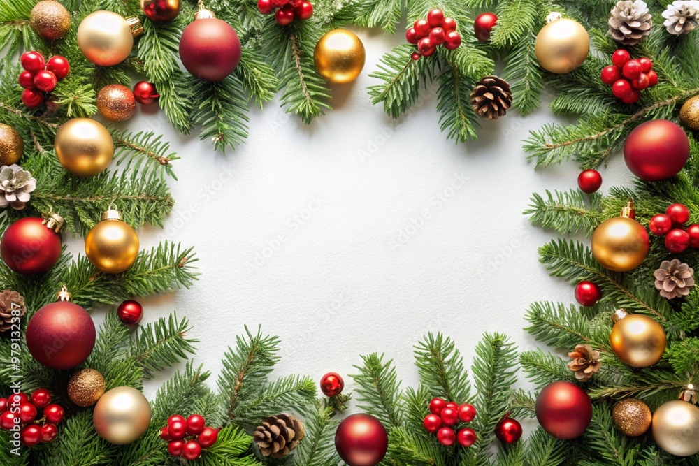 christmas frame with branches and balls christmas frame with branches and balls