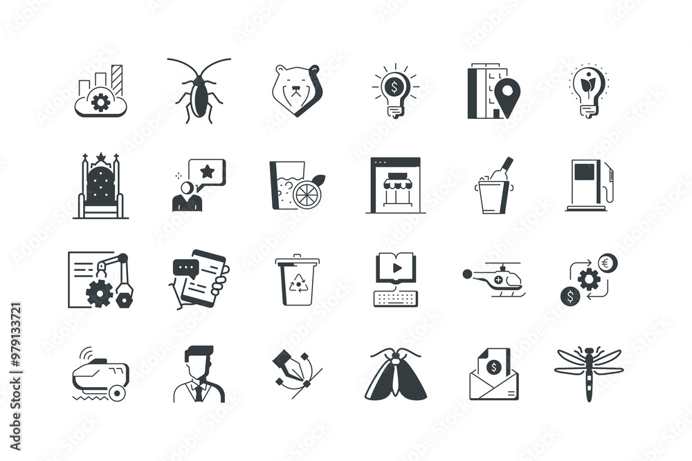 Bear, Business idea, Businessman, Chat, Cloud data, vector illustration, set of icons for web design Bear, Business idea, Businessman, Chat, Cloud data, vector illustration, set of icons for web design