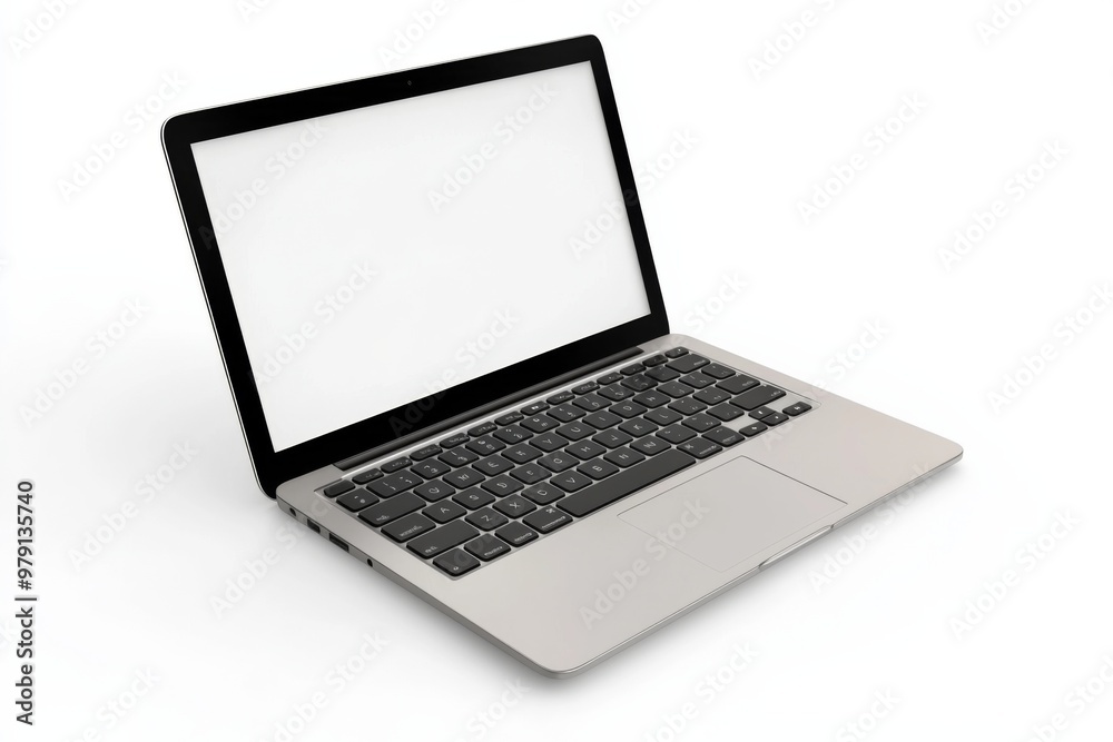 Laptop Mockup on Isolated white background created with Generative AI Laptop Mockup on Isolated white background created with Generative AI