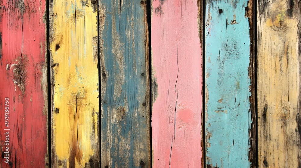 A rustic wooden panel background with vertical planks in a mix of pastel shades, including blue, pink, yellow, and lavender. A rustic wooden panel background with vertical planks in a mix of pastel shades, including blue, pink, yellow, and lavender.